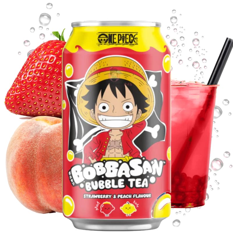Refresco Bubble Tea fresa y melocotón Luffy One Piece 330ml
